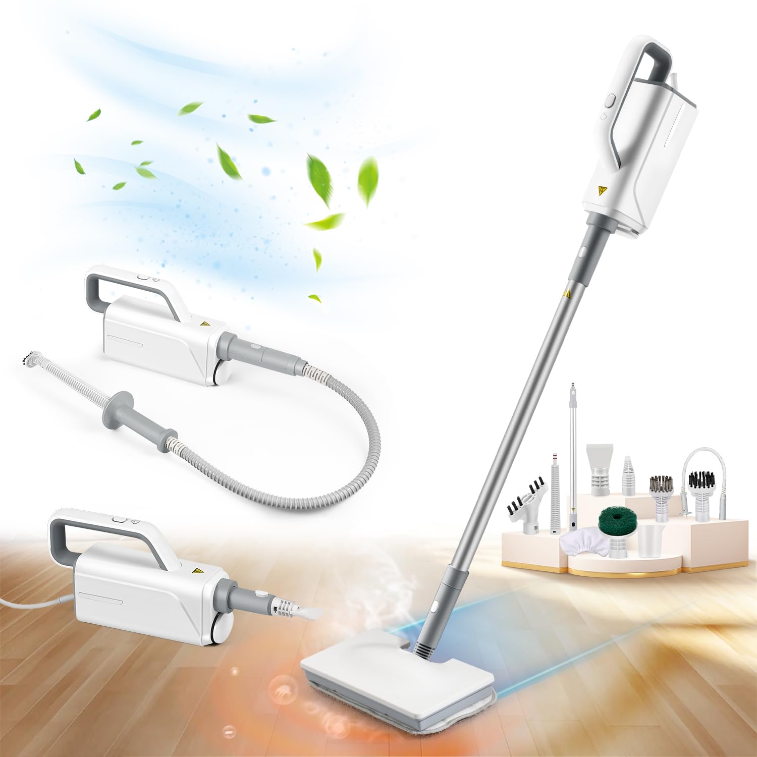 24 in 1 Steam Mop Cleaner Machine with Portable Handheld Unit 1300W for Cleaning Steamer Mops for Hardwood Laminate Floor, Grout Tile, Car 120V