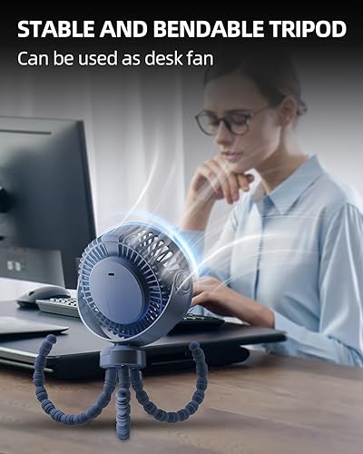 Miniatura 3 de Ventilador de cochecito, ventilador portátil con clip, ventilador portátil con rotación de 360 USB recargable con 3 velocidades de viento