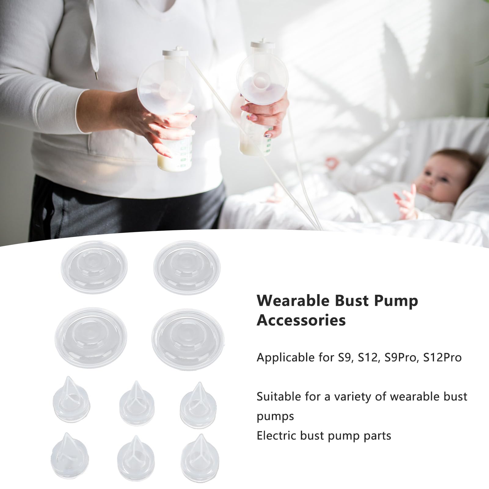 Duckbill Valves Diaphragm Silicone Replacement Wearable Electric Bust Pump Parts Accessories for S9 S12 S9Pro S12Pro 4 Diaphragms 6 Duckbill Valves