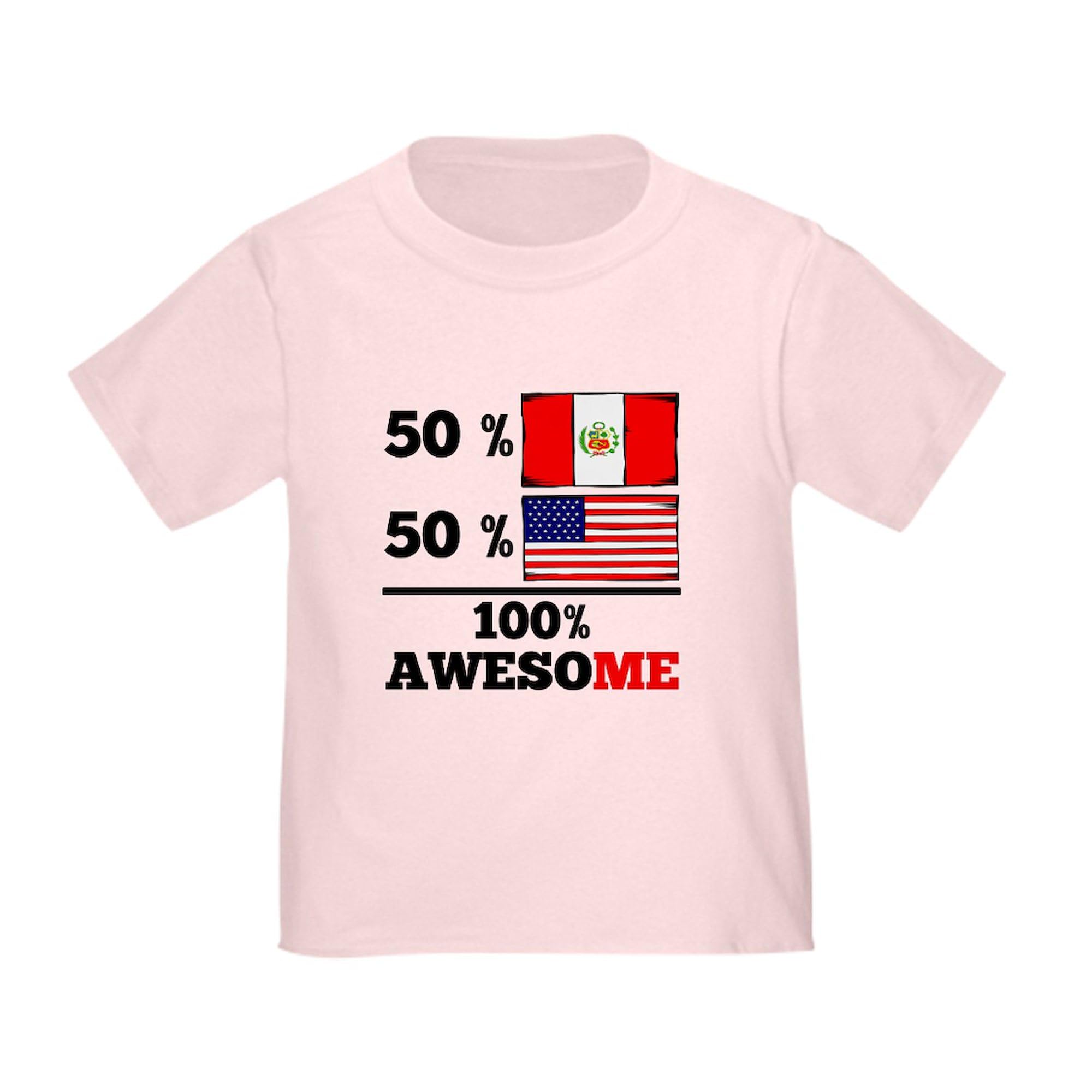 CafePress Half Peruvian Half American T Shirt Toddler Graphic Tee, 100% Cotton Pink