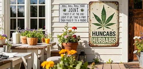 Miniatura 7 de Letrero de metal de hierro con eslogan de cannabis humorístico, placa decorativa para colgar en la pared, multiusos, preperforada, resistente a la