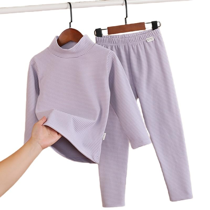 Zonto sous-vêtements d'hiver pour Enfants Ensemble De Pantalons Intérieurs en Velours pour Enfants pour Garçons Et Filles Manteau d'automne Et Pantalon d'automne À Col De Tortue Chaud-C-160 Mètres