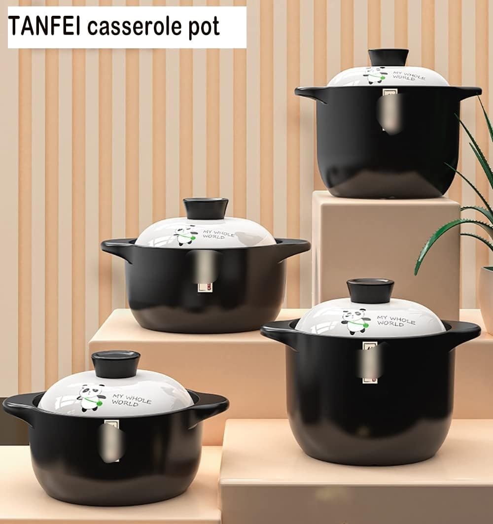 Soup Bowl,Ceramic Soup Serving Pot,Clay Cooking Pot Ceramic Stockpot, Chinese Ceramic Casserole Clay Pot Earthen Pot Cookware Stew Pot Earthenware Pot Pasta Milk Pot Sauce Po(2.6 Litres)
