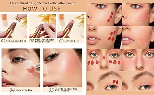 Liquid Contour Beauty Wand, Highlighter And Bronzer Stick,Long Lasting & Smooth Natural Matte Finish,With Cushion Applicator Attached Easy To Blend. (02# Peach Pink) #TOP6