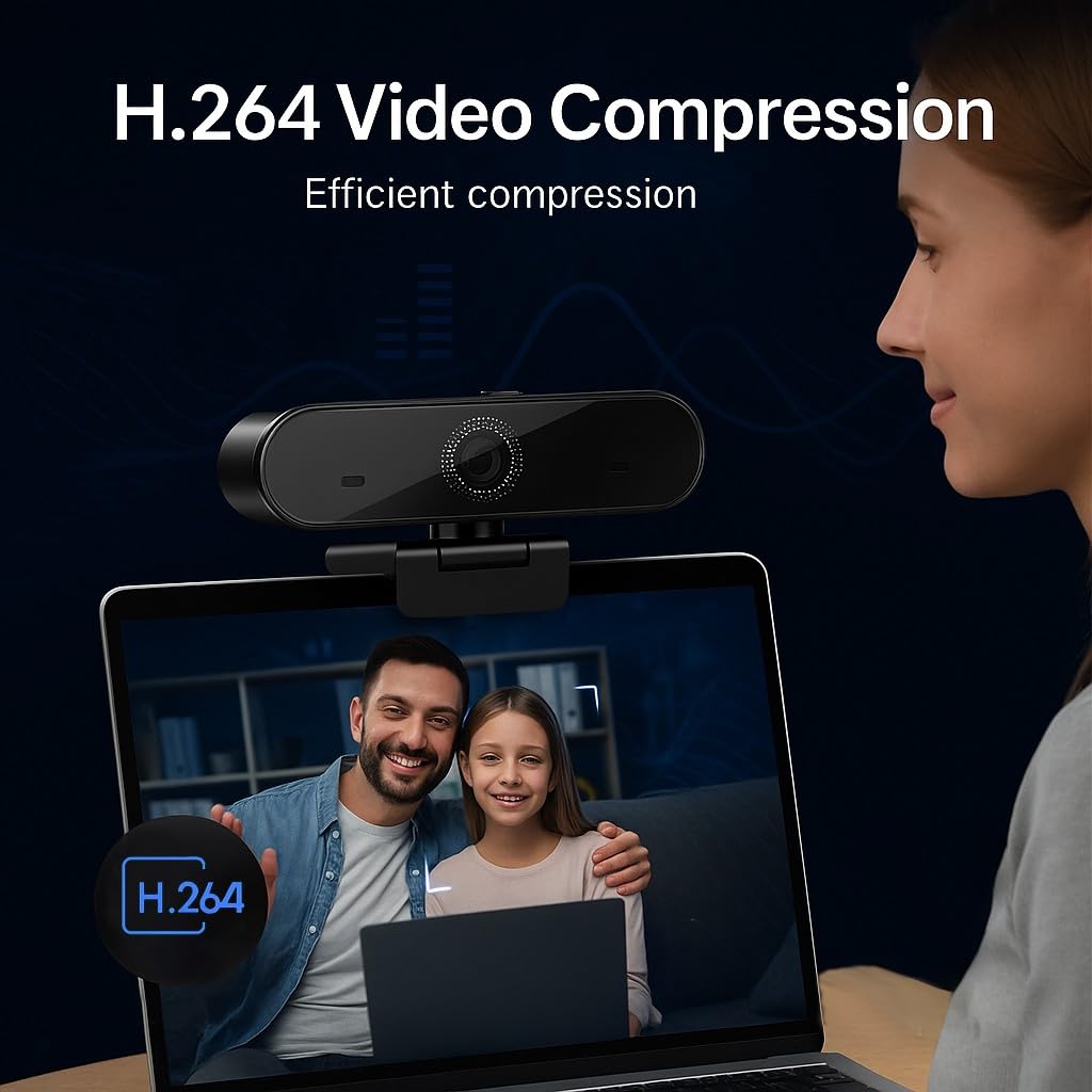 60FPS Business Conference Webcam,Autofocus with HDR,Dual Noise-Canceling Microphones,Privacy Cover,H.264 USB &Play