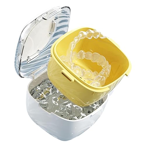 Miniatura 6 de Caja de almacenamiento de dientes falsos, taza de limpieza de dentaduras postizas con cesta para retenedores y protectores bucales, contenedor