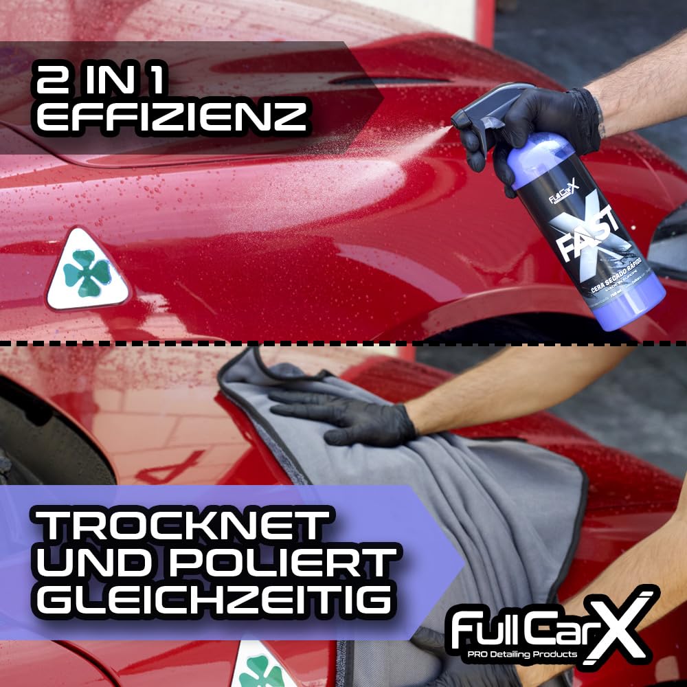 FULLCARX FastX 5L Schnelles Autowachs auf Nassem Auto, 2-in-1 Effizienz Trocknung Hoher Glanz und Schutz, Carnauba-Basis, Einfache Verwendung, Autopflege Reinigung Detailing Professionelles Produkt