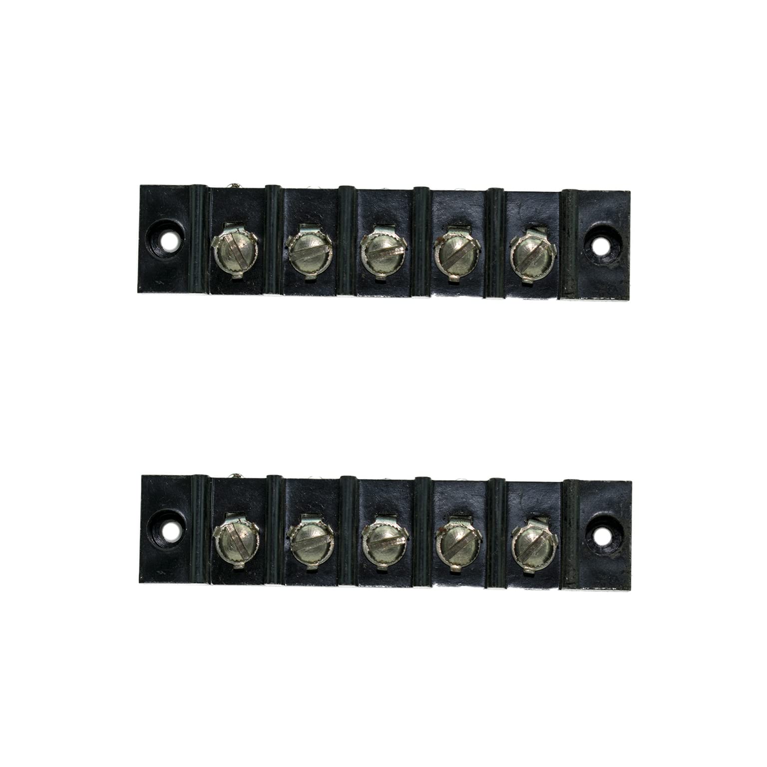 5 Way Terminal Connector Strip Bakelite Phenolic Screw Type Black 2 pcs-image-0