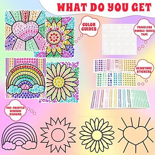 HAPMARS 4 pcs Window Art Suncatcher Kits for Kids Ages 68 Fun Arts