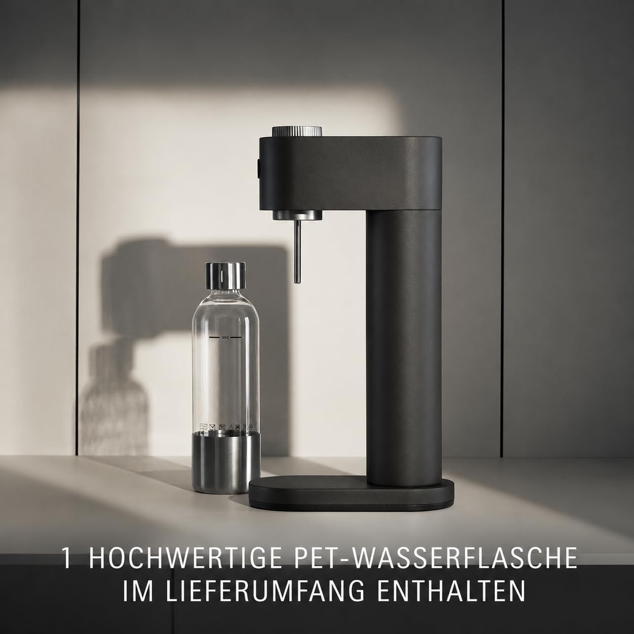 WMF Element One Wassersprudler – vollautomatische Edelstahl Sprudelmaschine mit 3 Graden, platzsparendes Design, eleganter Soda Maker & Sprudelgerät für prickelnden Genuss auf Knopfdruck, Farbe Lava