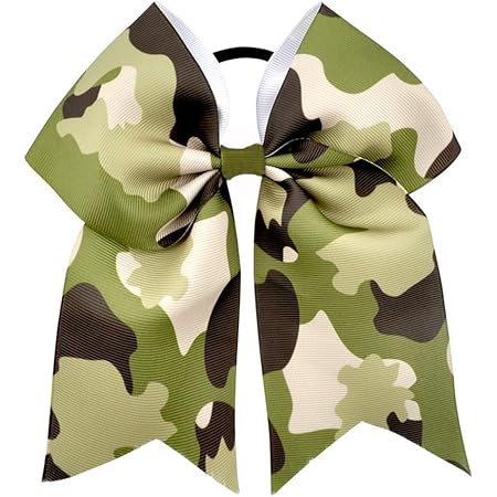 BBTDIN Camouflage Hair Clip, Green Tye Dye Ponytail Holder Bow for Girls's Daily Wear, Military Theme Party, Team Cheer Competitions, High School Practice, Hair Securing, 7.87 Inches