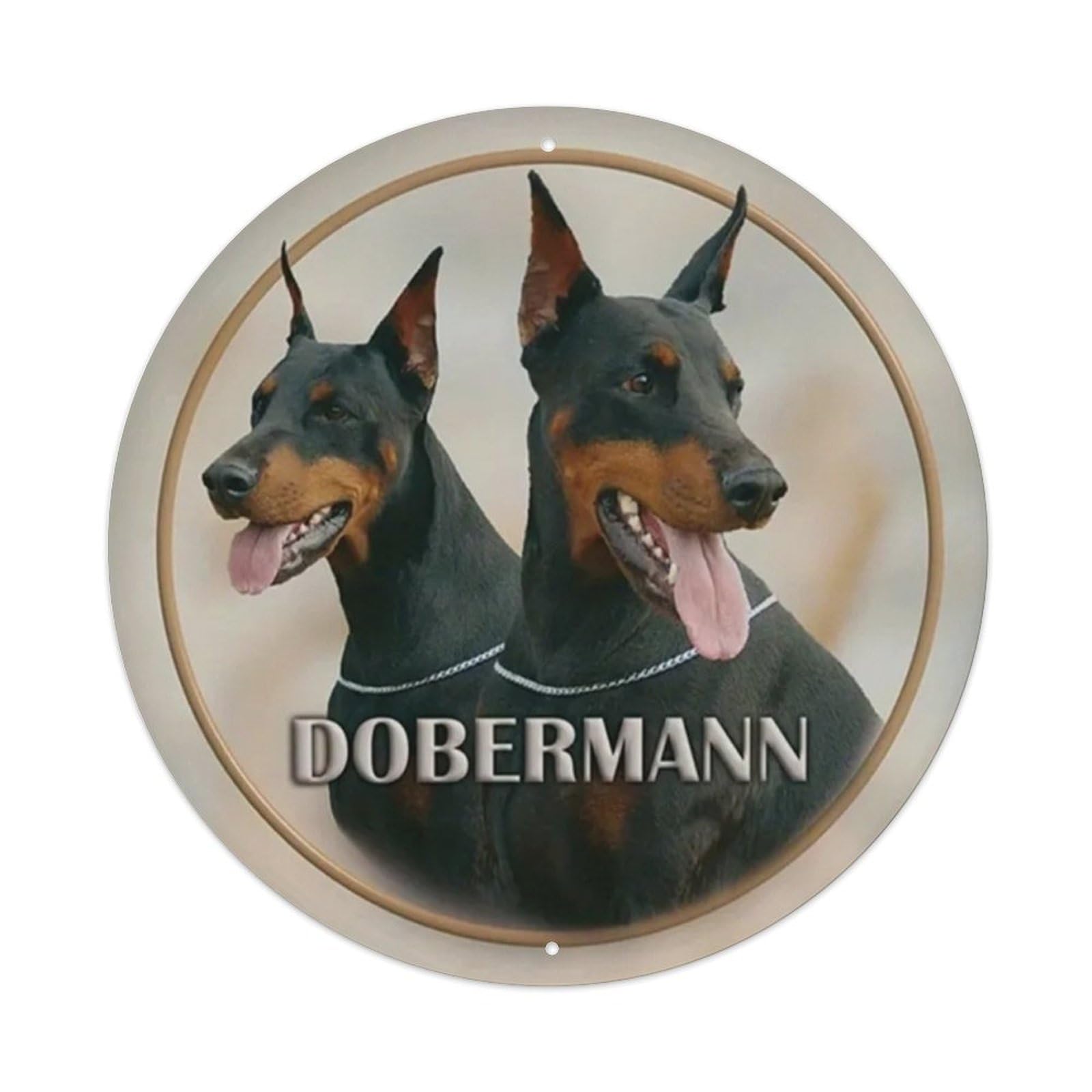 Gentinap Vintage Doberman- Round Tin Sign Metal Sign Home Bar Garden Wall Decor Metal Poster 8X8 Inch