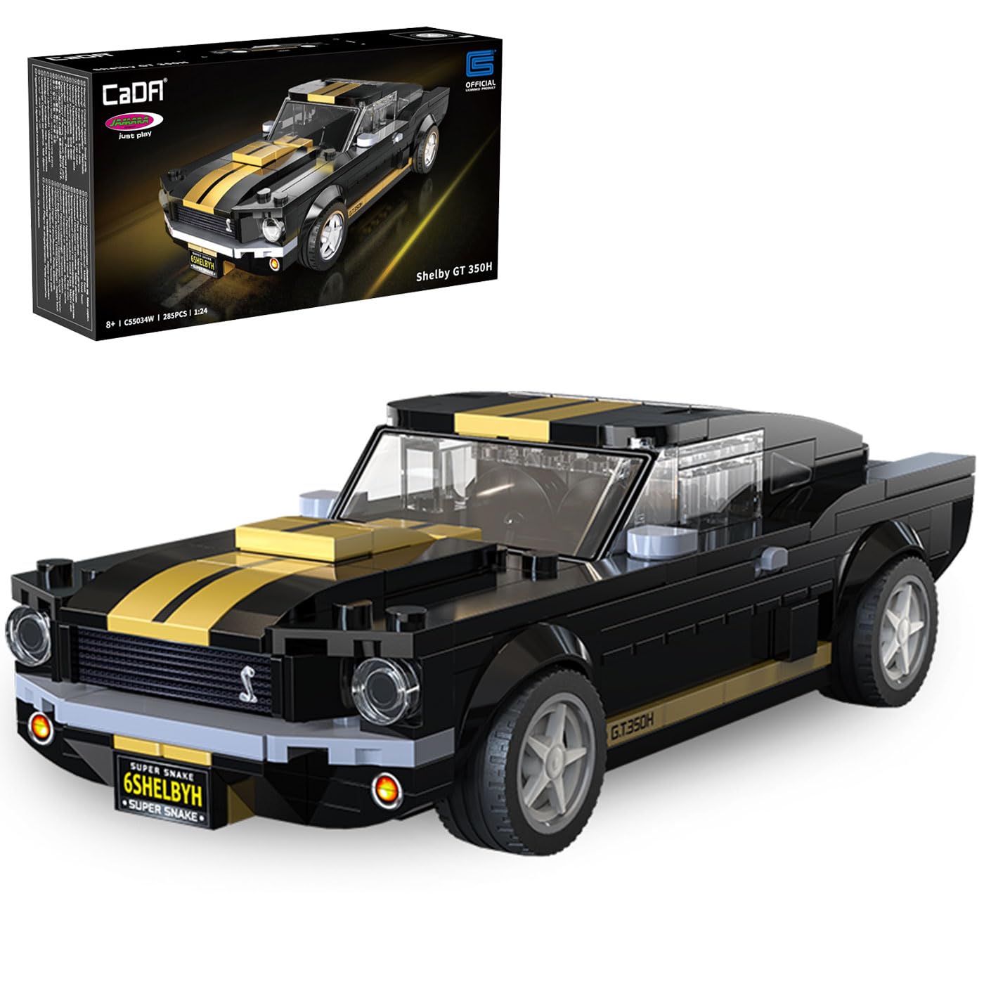 JAMARA 402883 Cada Shelby GT 350 H 1:24 Bricks Toy Model Car, Sports Racing Car for Children from 8 Years, Gift Idea Boys and Girls, Detailed Design, Printed Components
