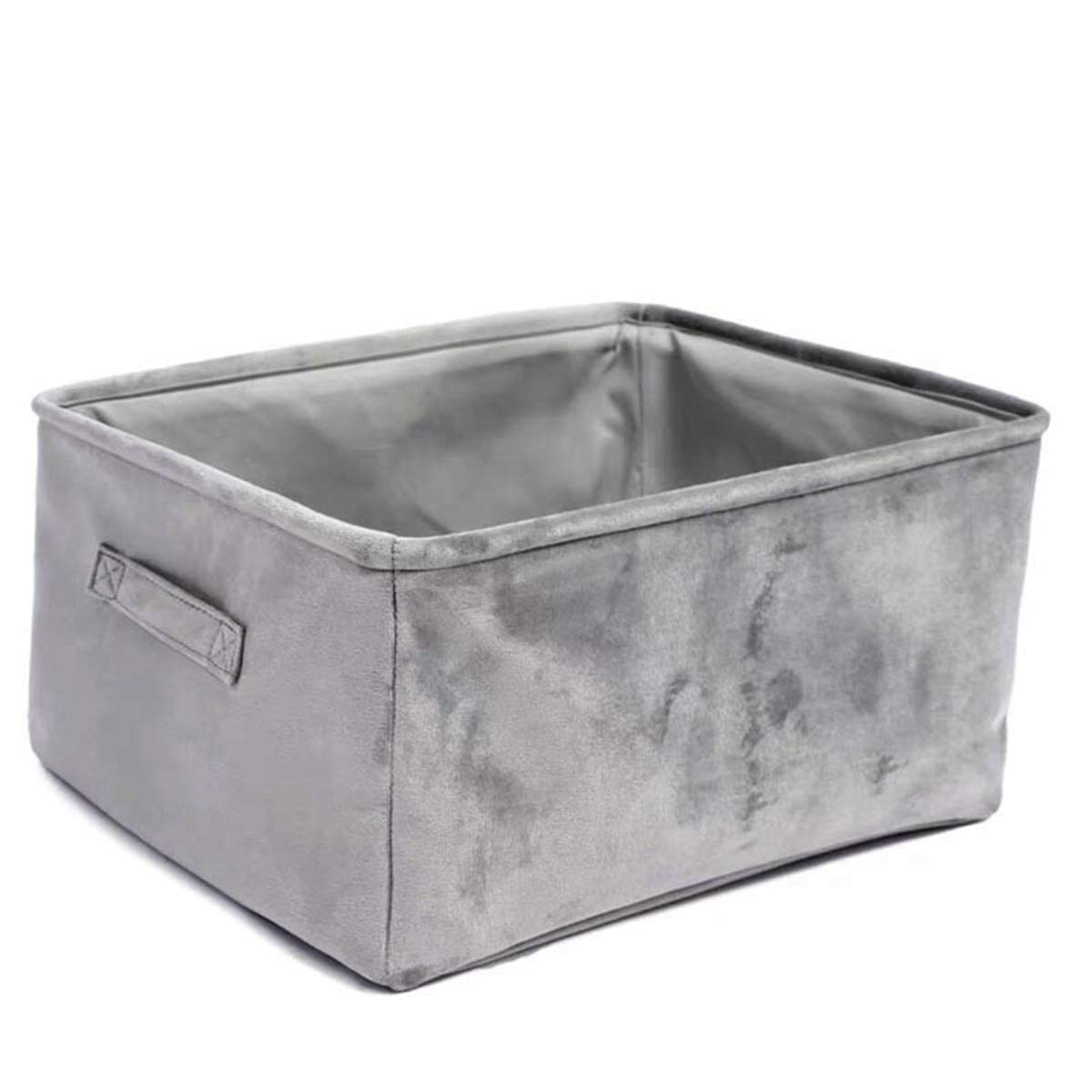 TikTako Velvet Storage Box Desktop Cosmetics Storage Basket Snack Book Sundries Storage Basket Organizer Grey L