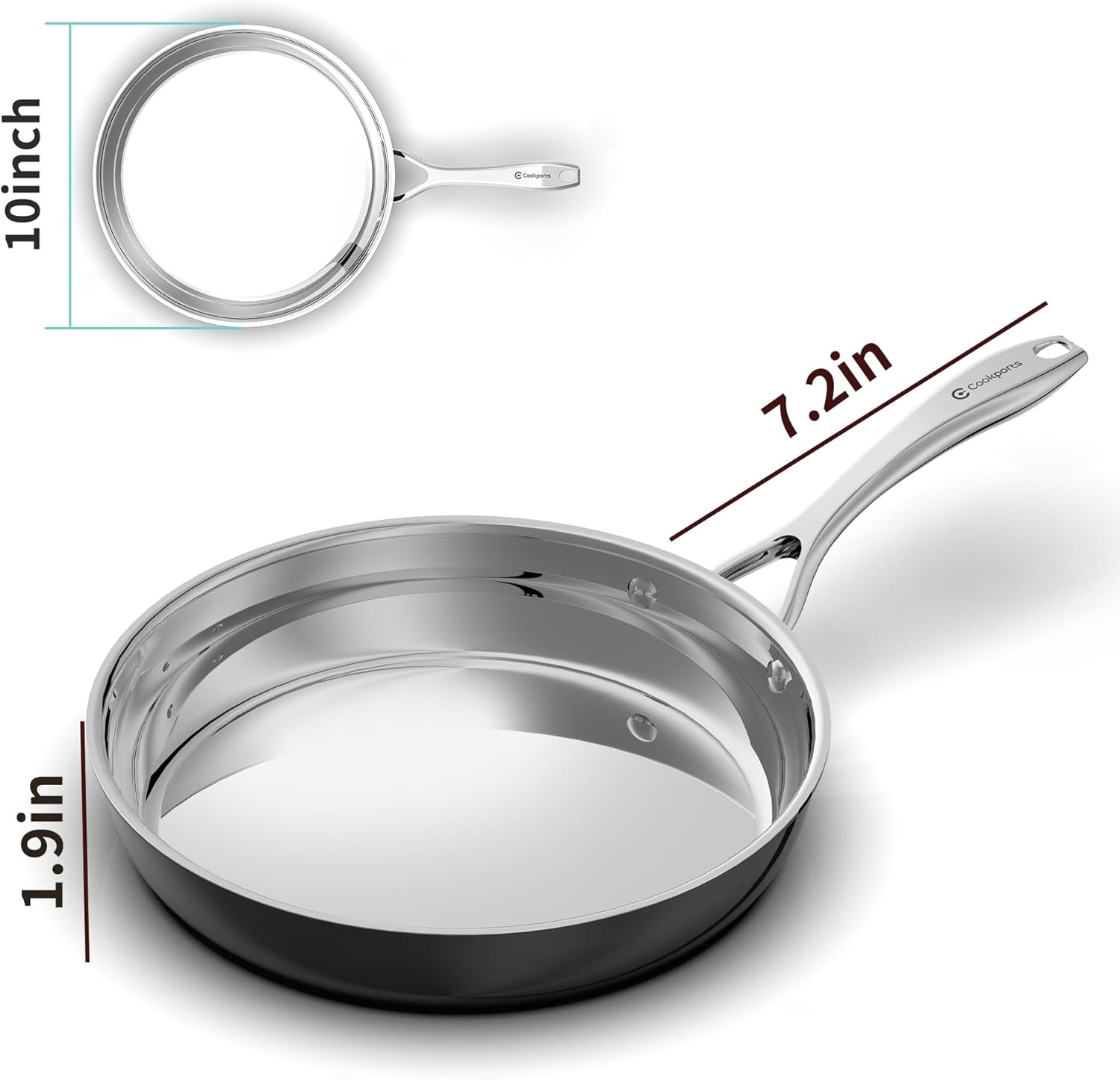 Cookports 10-Inch Frying Pan Dimensions