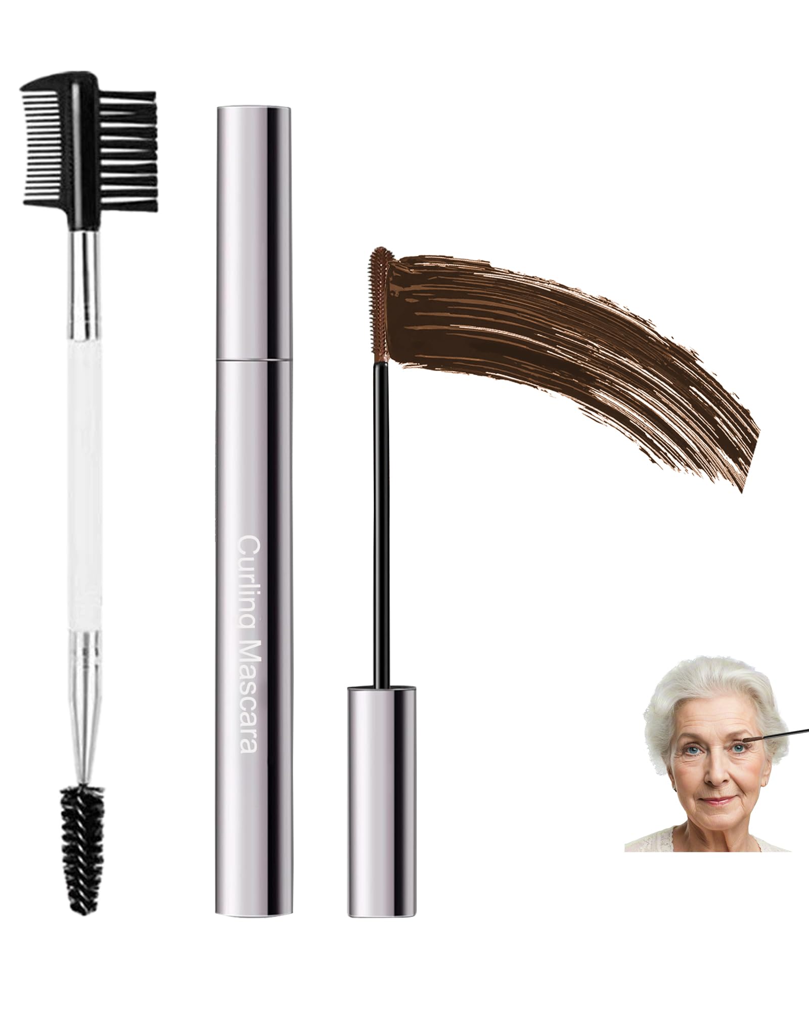 Mascara for Older Women 60 Plus,Brown Waterproof Prime Lash Mascara Makeup