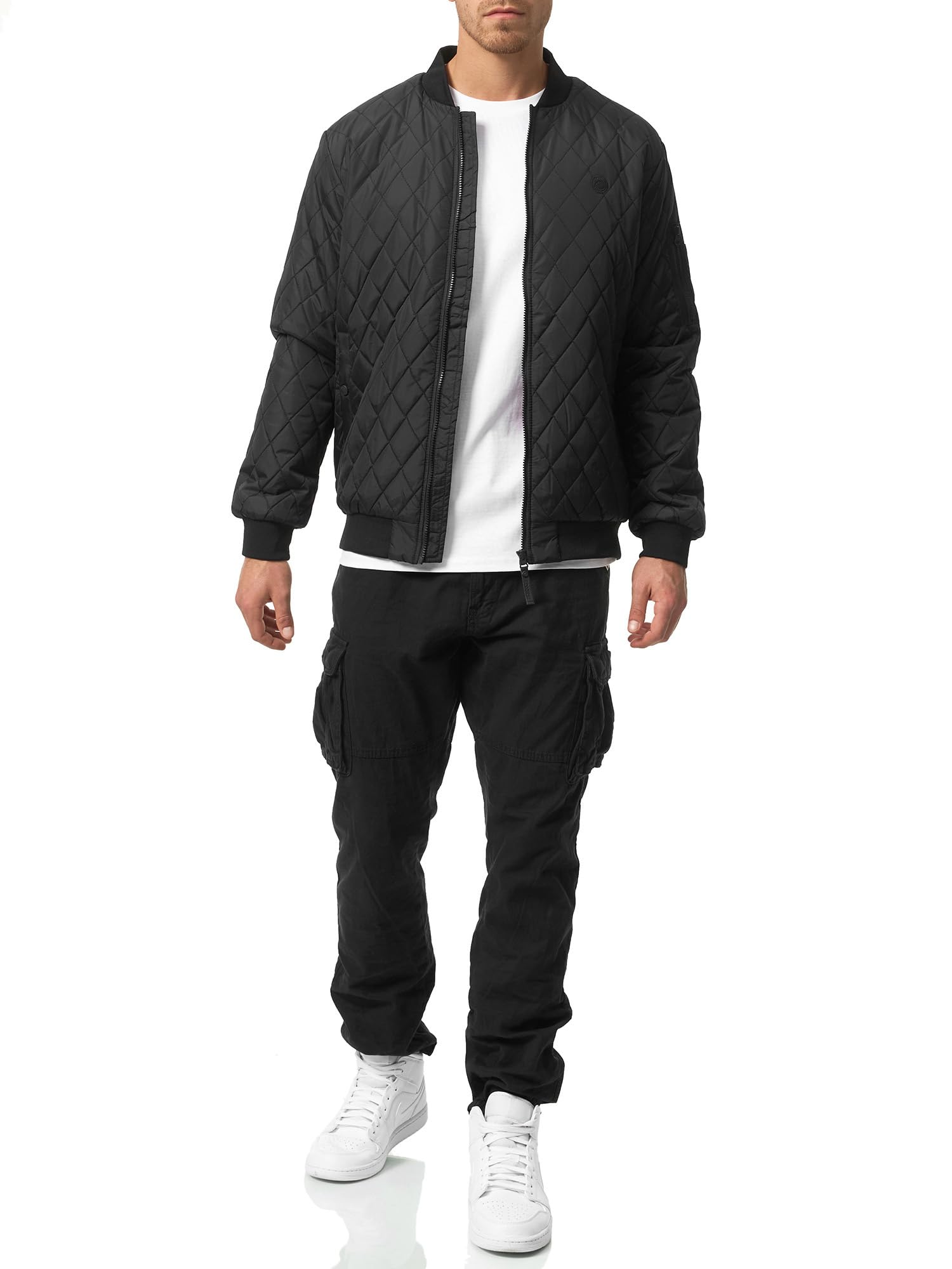 Indicode Herren Novak Bomberjacke Steppjacke Daunen-Optik mit Stehkragen