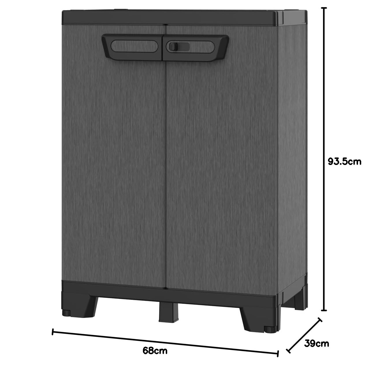 Terry - Ardesia 680, Schrank mit 2 Türen, 1 verstellbarem Regalboden, Steinoptik-Finish, für überdachten Innen- und Außenbereich, 68x39x93,5 cm