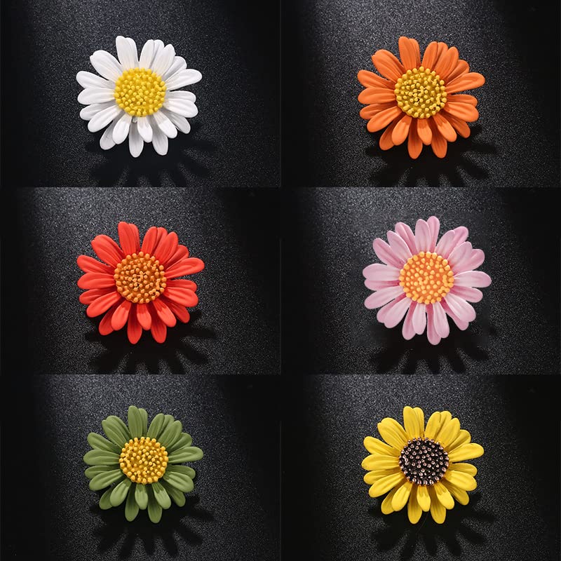 Image of Colorful Daisy Sunflower Brooch Pins - Bohemian Style Flower Lapel Pins Badge Dress Neckline Pin for Women Girls