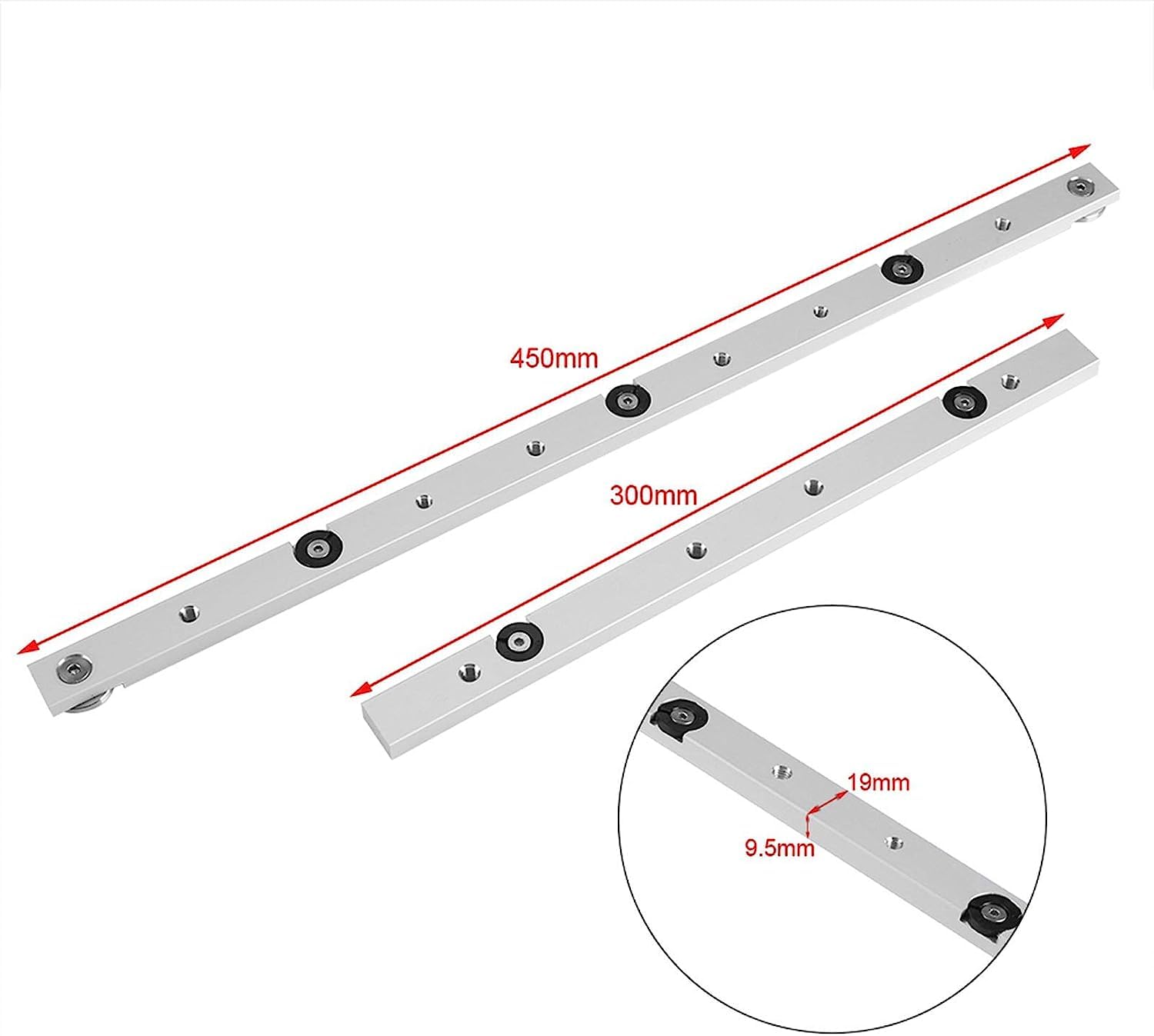 Tyenaza 2 pezzi Miter Bar Slider 450 mm, Table Saw Miter Bar, binario in lega di alluminio, per router sega circolare da tavolo, falegname fai da te (2 x 450 mm)