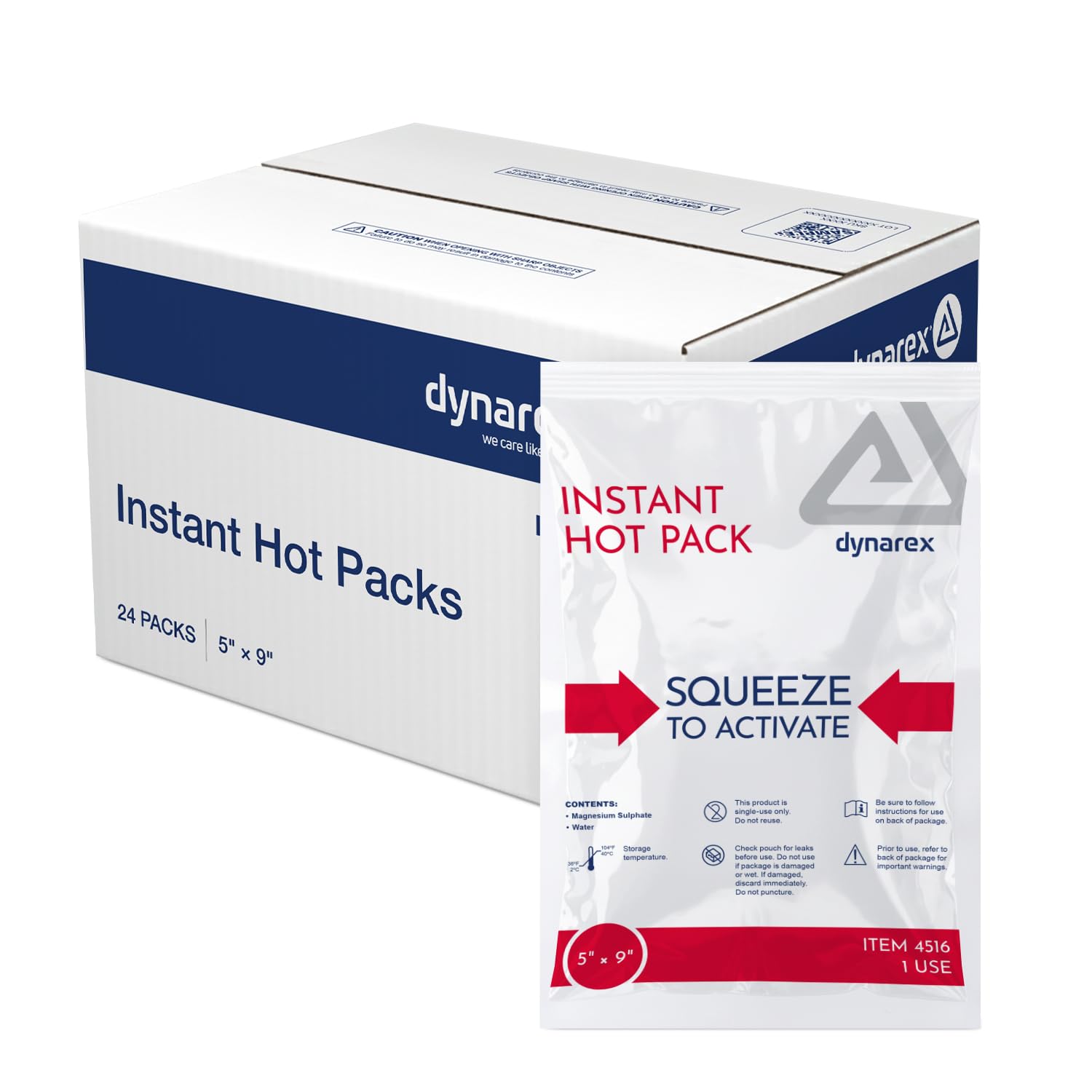 Instant Hot Packs - Disposable Hot Compress for Muscles and Pain Relief - Lightweight and Conforms to Body Contours - Quick Activation - 5" x 9" - 24 Count