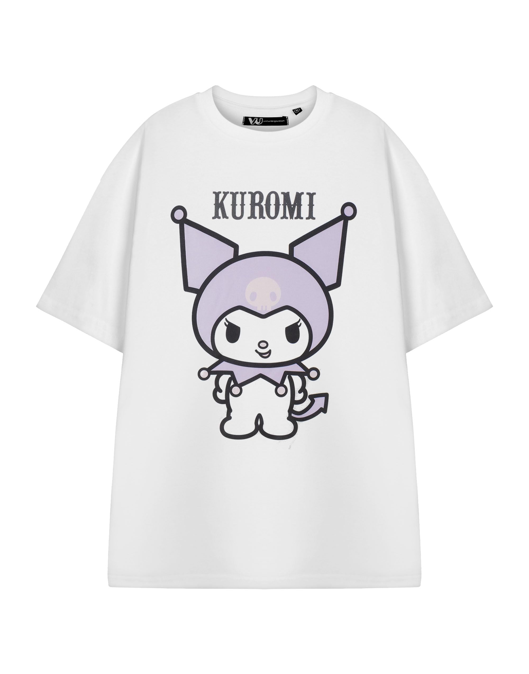Hello Kitty Women's Kuromi Pastel & Friends White Short Sleeved T-Shirt Friends Graphic Tee | Cute Sanrio Character Top | Casual Tee For & Girls