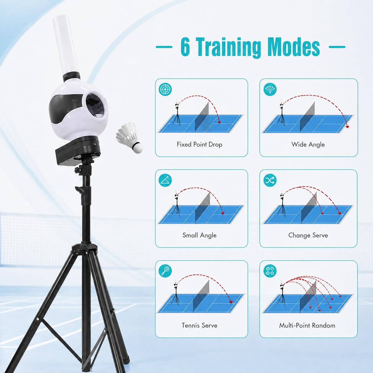 Dispositivo Automatico di Servizio e Lancio per Badminton 2ExtensionTubes[Holdsapprox.40shuttlecocks]