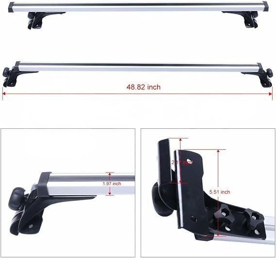 GXYWADY Universal Roof Rack Cross Bars 48 330LB Car Top Roof Cross Bar Luggage Cargo Carrier Rack w/ 3 Kinds Clamp Silver