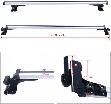 GXYWADY Universal Roof Rack Cross Bars 48 330LB Car Top Roof Cross Bar Luggage Cargo Carrier Rack w/ 3 Kinds Clamp Silver
