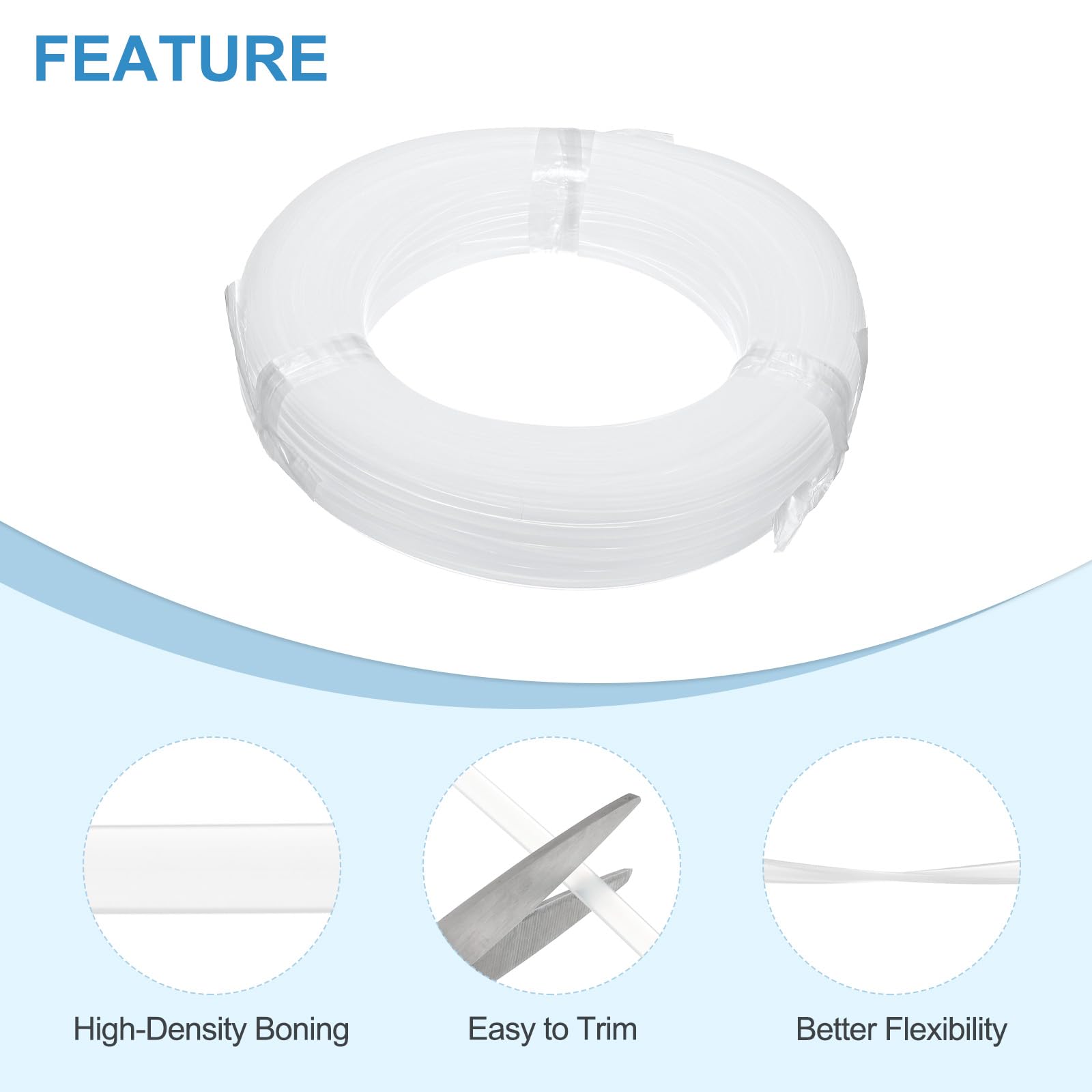 PATIKIL 5mm x 1mm x 273 Yards Boning for Sewing PP Plastic Boning for Handmade Dolls Hats Handbags Wedding Dresses DIY Making - Image 3