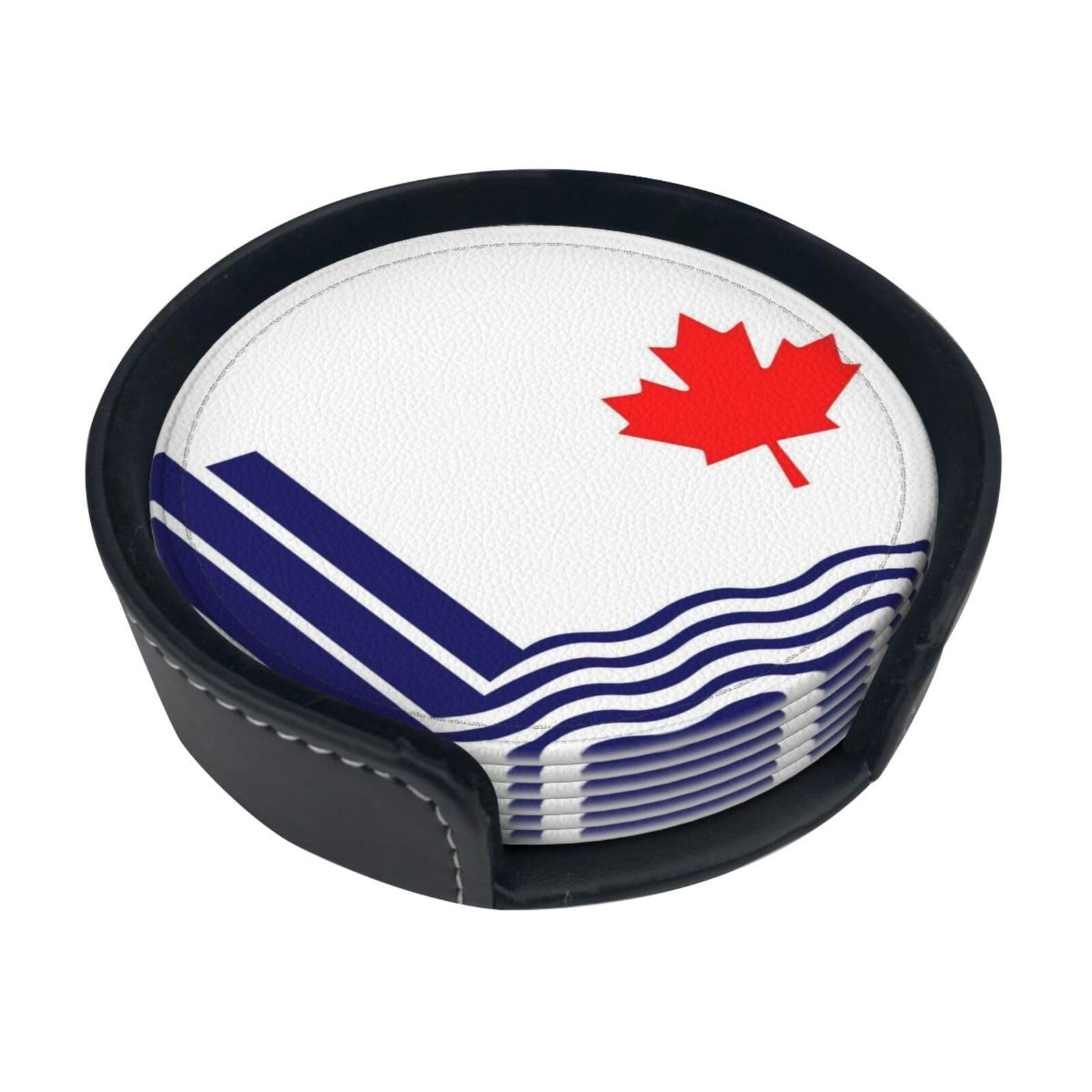 Flag of Scarborough Leather Coasters-Set of 6 with Storage Holder