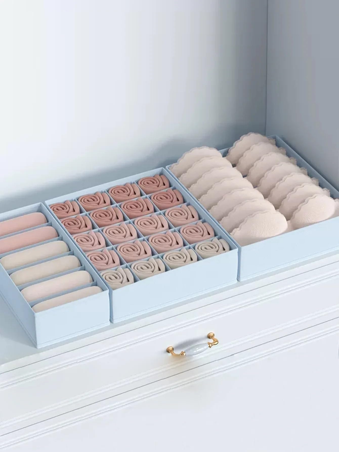 YDYAENIO Underwear Drawer Organiser 3pcs/Set -Underwear Bra Socks Storage Box Underwear Organizer Wardrobe Organi underwear organiser boxes for wardrobes(Color4)