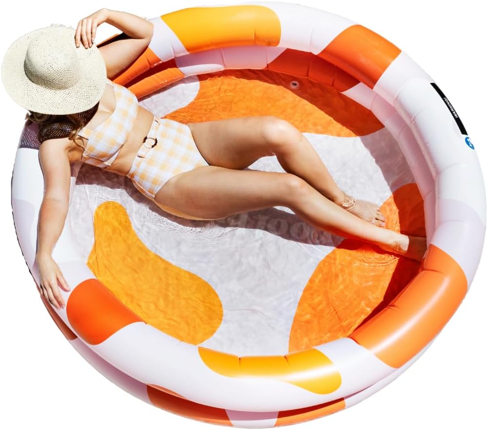 Pool Buoy Round Inflatable Pool with Storage Bag - Premium Outdoor Swimming Pool for Kids, Toddlers, Infants and Adults - Garden and Backyard Pools for Family Summer Pool Party (Kinky Splash)