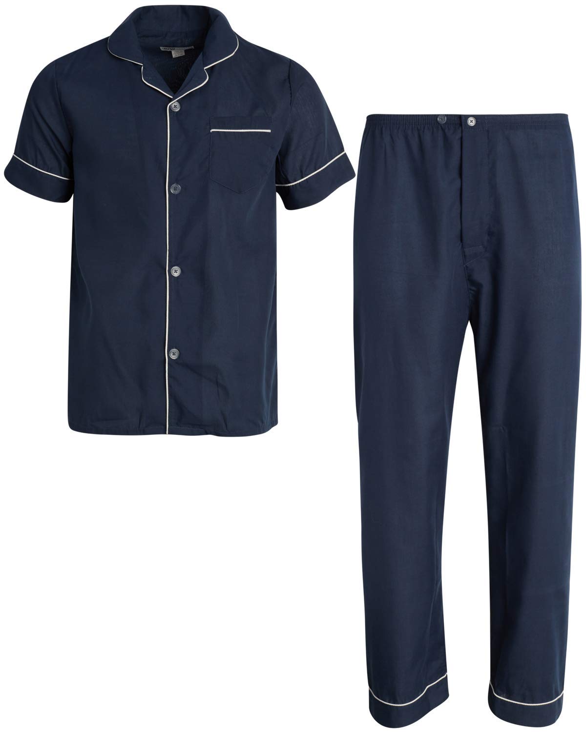ten west apparel Men's 2-Piece Pajama Set with Short Sleeve Shirt and Long Pants-picture-26