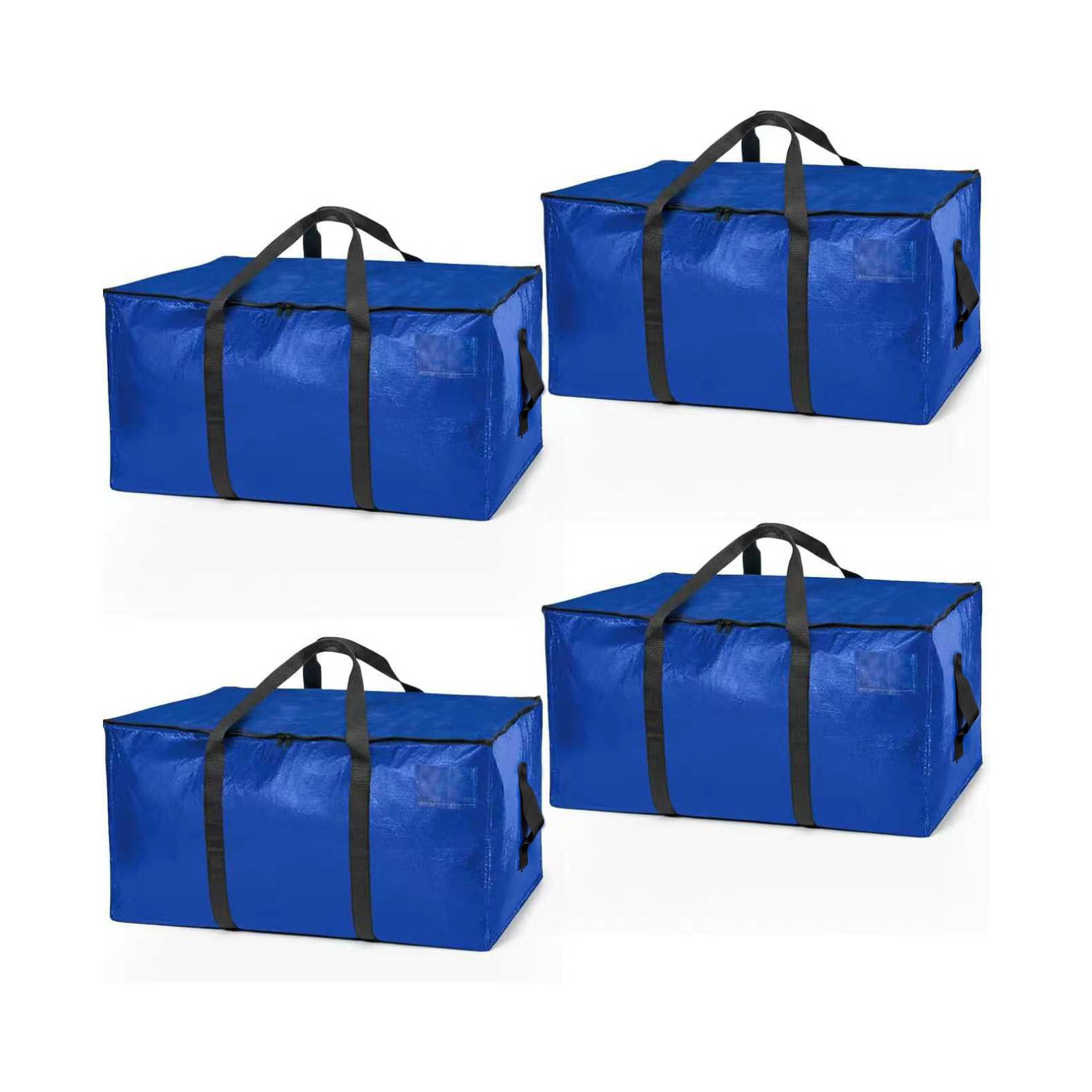 Heavy Duty Moving Boxes or Storage Bags – Storage Bins with Lids, Large Moving Bags with Backpack Straps & Handles – Moving Supplies for College Dorm or Christmas Decorations (4 Pack)