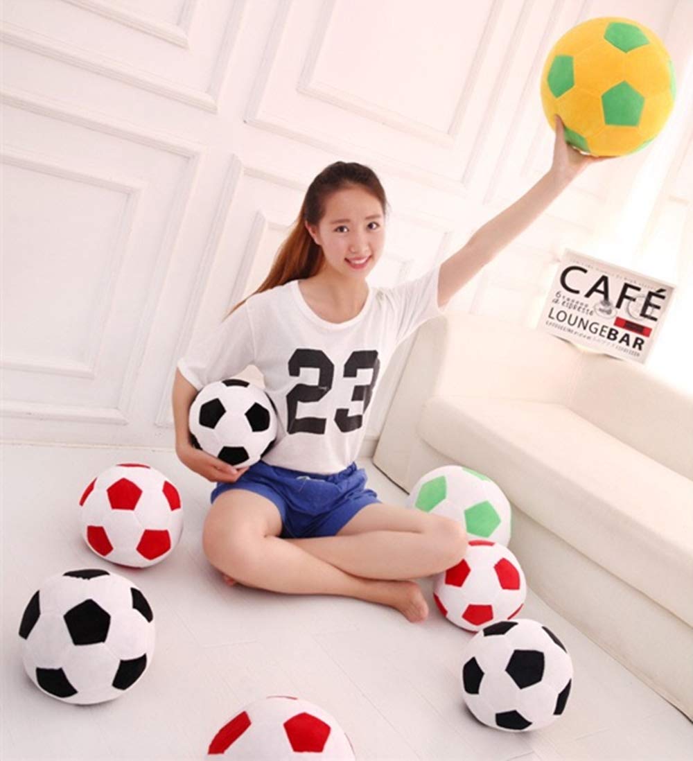 AOQI - Pallone da calcio in peluche, morbido e durevole, regalo per bambini e neonati (verde, giallo, 30 cm)