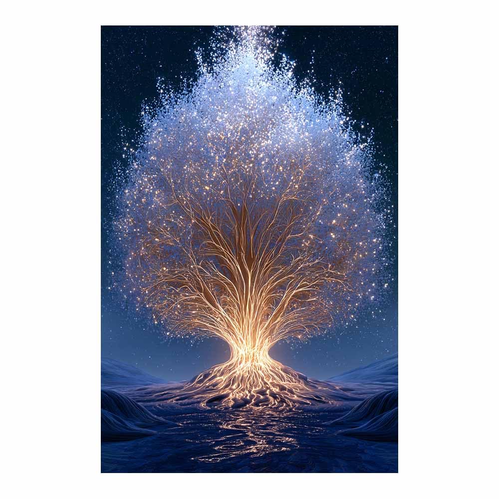 HOQIU Tree Of Life Wall Art Teals Splash Art Tree canvas prints, nature wall art, for Bathroom Home Office Decor(Multicolor)-60x80cm Unframed