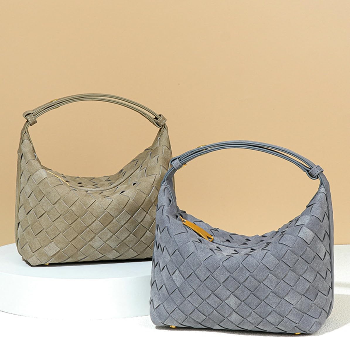 Slouchy Suede Woven Hobo Bags Women Cute Underarm Shoulder Bag Crescent Crossbody Purses Travel Satchels Tote Handbag 2025