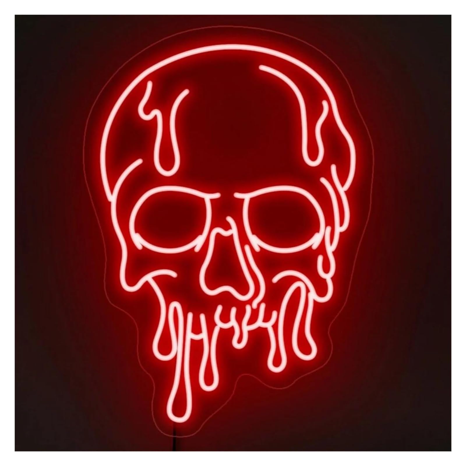 Lemst B Signs Lamp Skull Neon Sign Melting Dripping Us Powered Adjustable Rightness Light For Clu Bistro Party Wall Art Decor 41.8Cmx31.8cm(B)