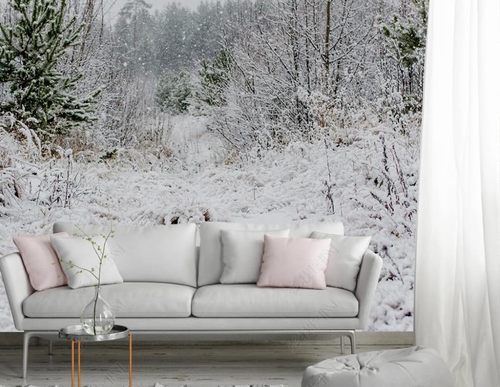 Papier peint intissé paysage de neige forêt XXL 450x315 cm panoramique pour grand salon