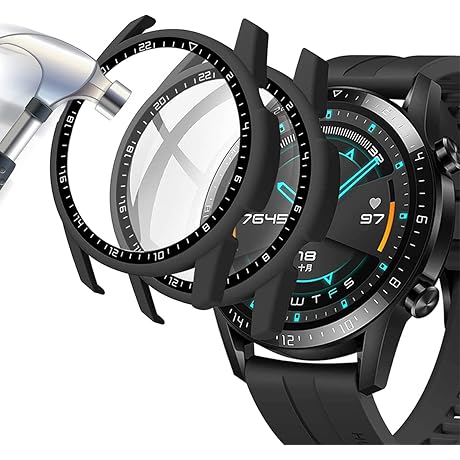 [2-Pack] Huawei Watch GT2 46mm Case with Tempered Glass Screen Protector