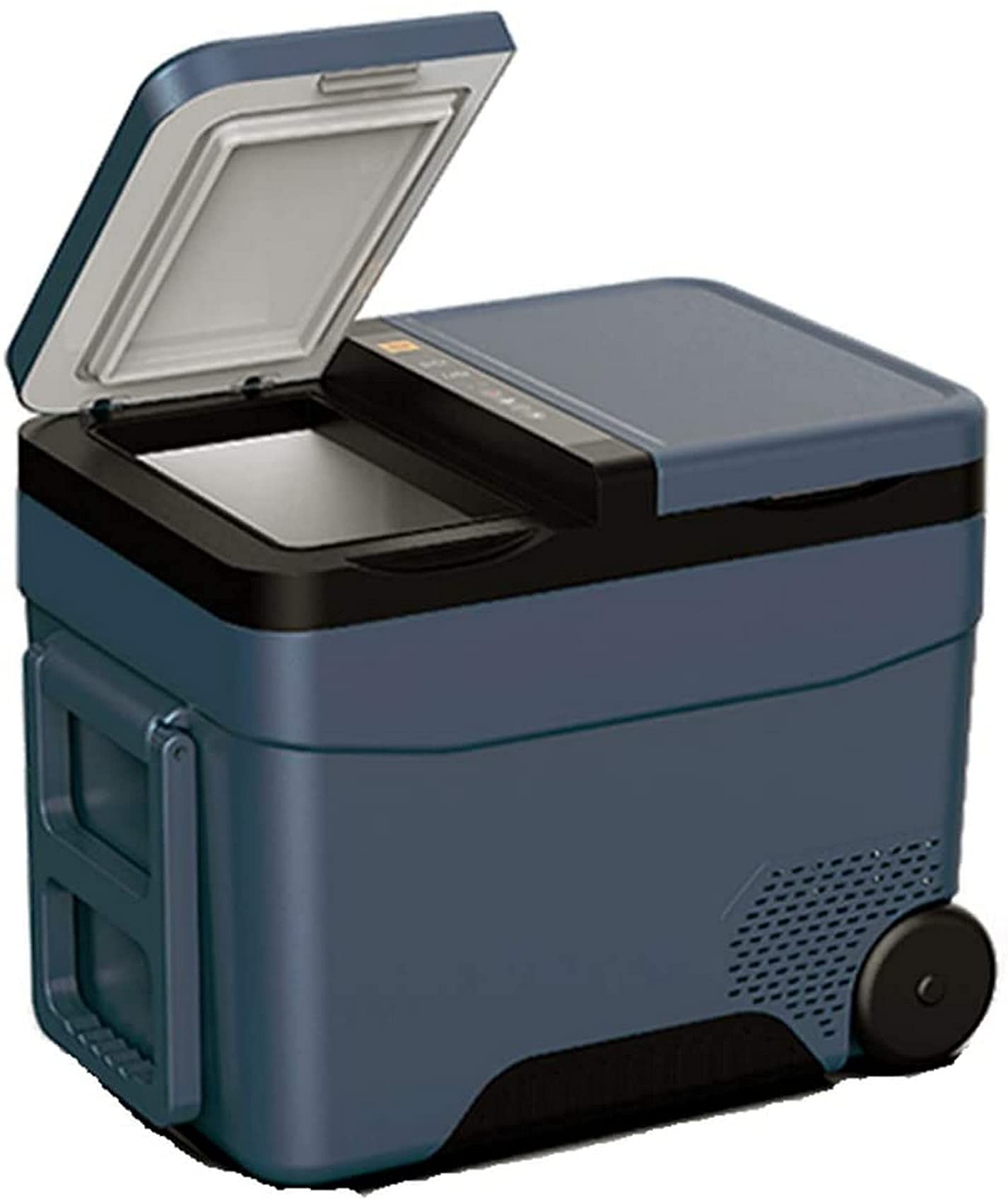 OREPKKQ Nevera para Coche Refrigeradores para automóviles Mini refrigeradores, con manija y ruedas invisibles, puertas dobles y doble almacenamiento, control dual de congelación y refrigeración