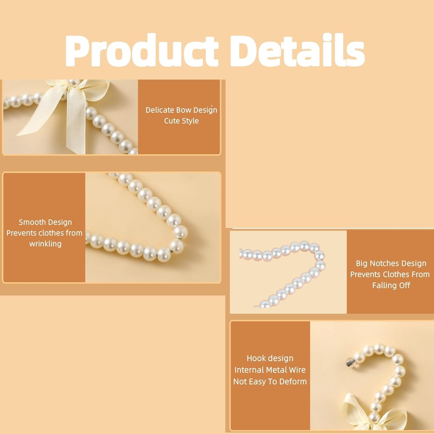 16 inch Pearl Hanger Cute Ribbon Bow Hanger Elegant Clothes Hangers