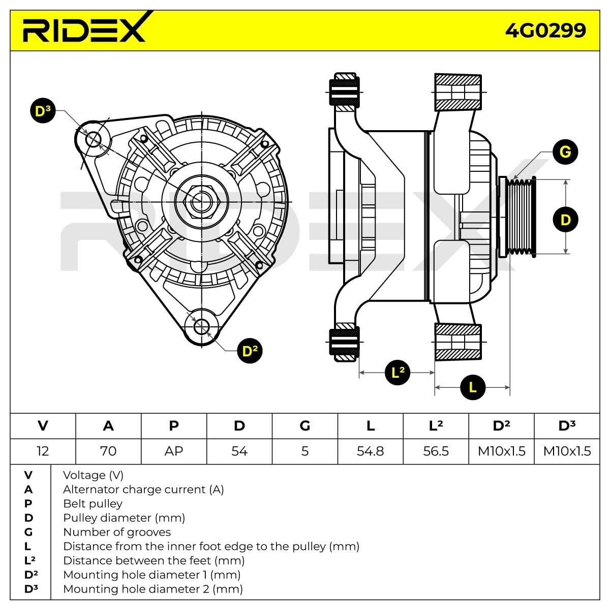 RIDEX 4G0299 Alternador Compatible con OPEL Corsa D Hatchback S07