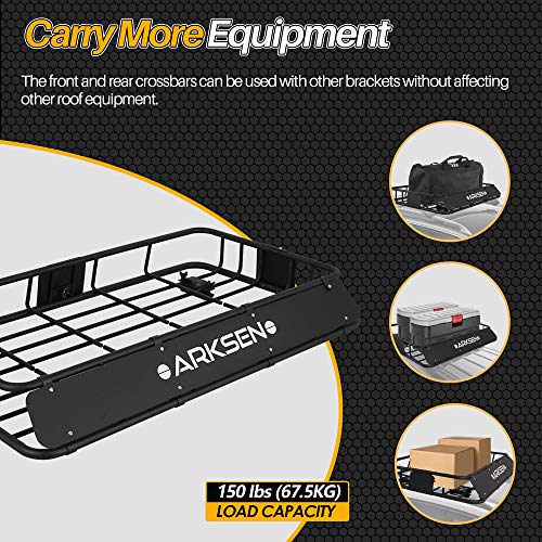 Arksen 30 X 50 Inch Universal Extra Wide 150Lb Heavy Duty Roof Rack Cargo With Extension Car Top Luggage Holder Carrier Basket For Suv, Truck, & Car Steel Construction #TOP1