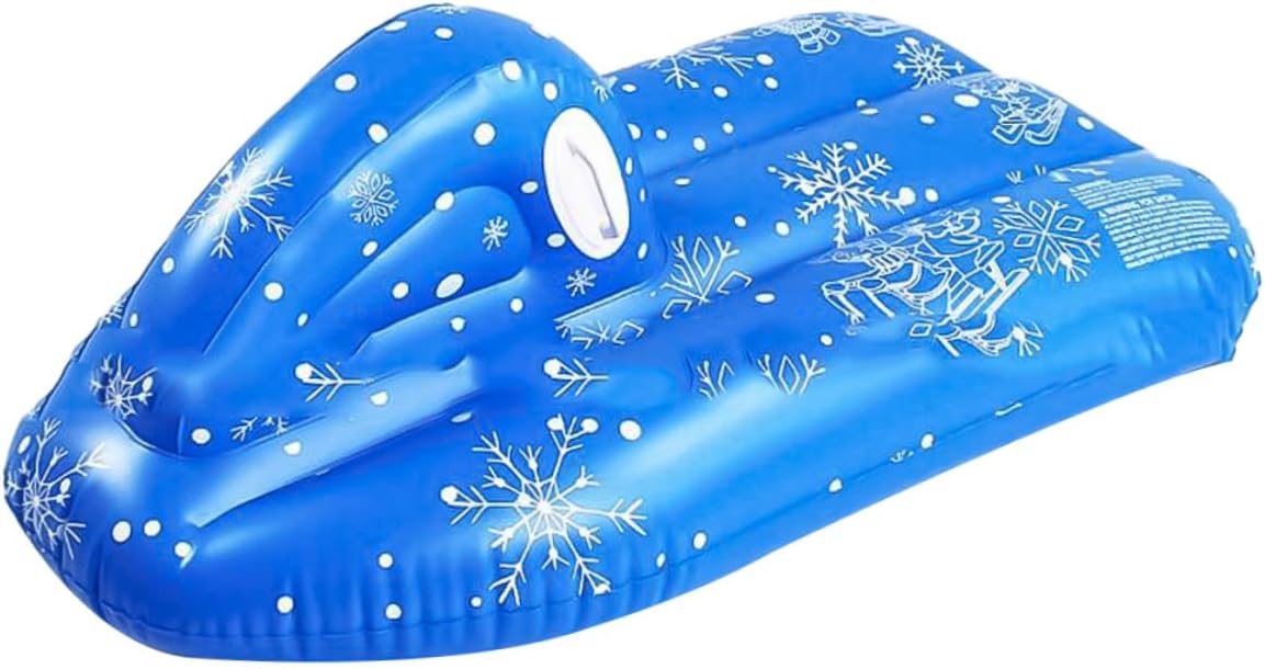Inflatable Snow Tube Winter Snow Sled for Cold-Resistant PVC Material with Heavy-Duty Handles Outdoor Sledding and Winter Sports