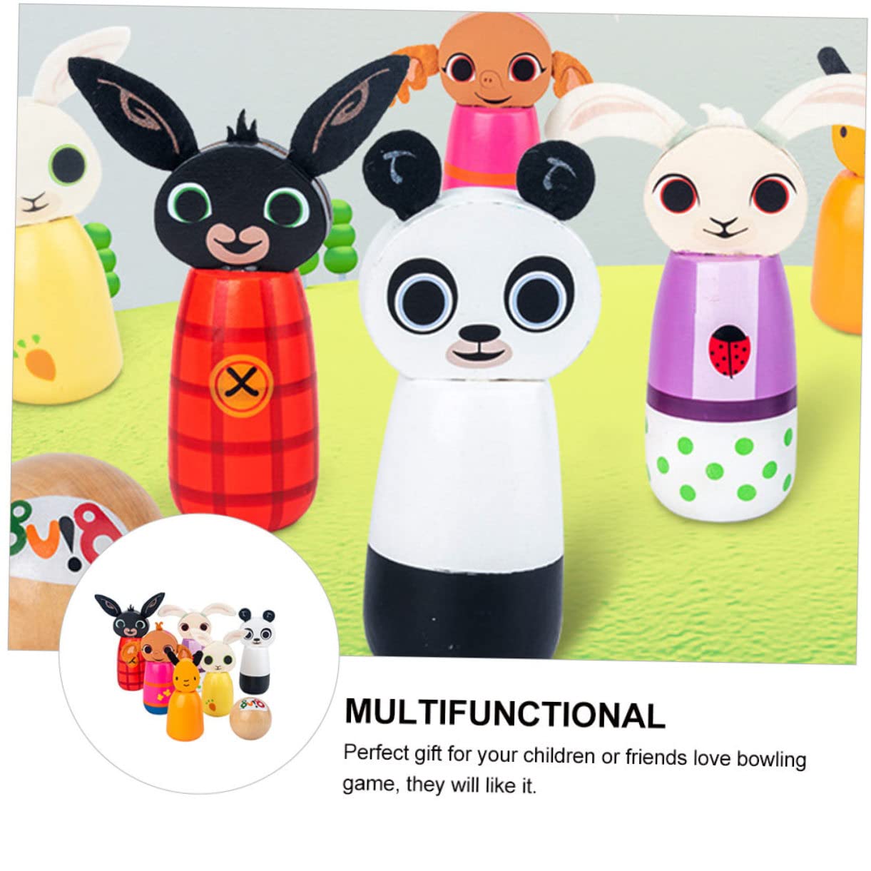 Ensemble de Bowling en Bois pour Garçon et Filles, Jeu de Quilles Animaux 1