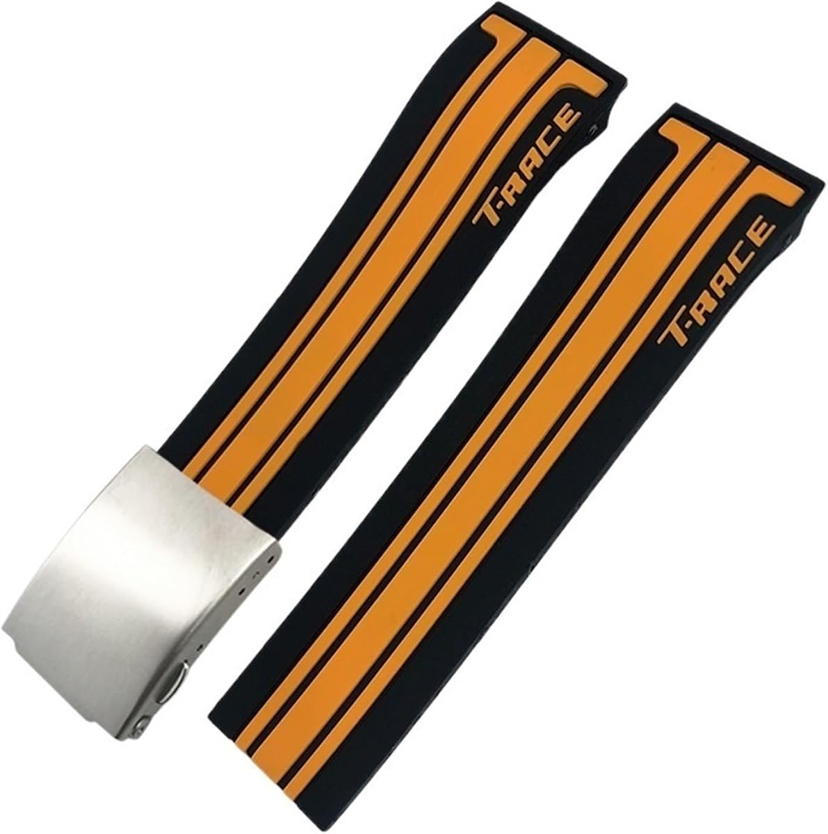 Natural Rubber Watchband Fit for Tissot T048.417/T048.427 T-RACE T048 Soft Sports Silicone Watch Strap Folding Buckle