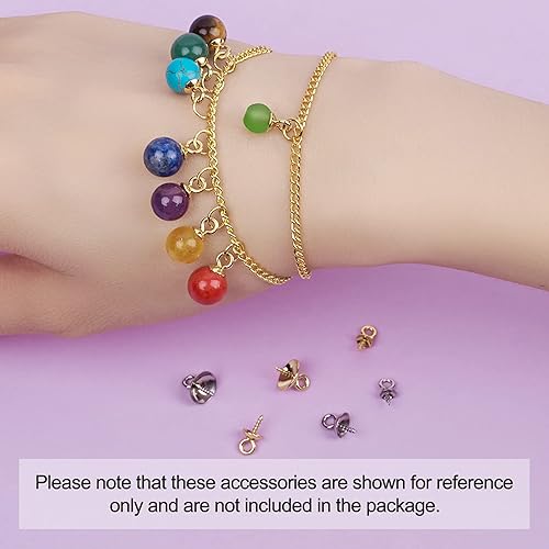 Miniatura 7 de Craftdady 80 piezas de acero inoxidable con forma de perla, colgantes, de metal dorado y plateado, para cuentas medio perforadas, joyería, Acero