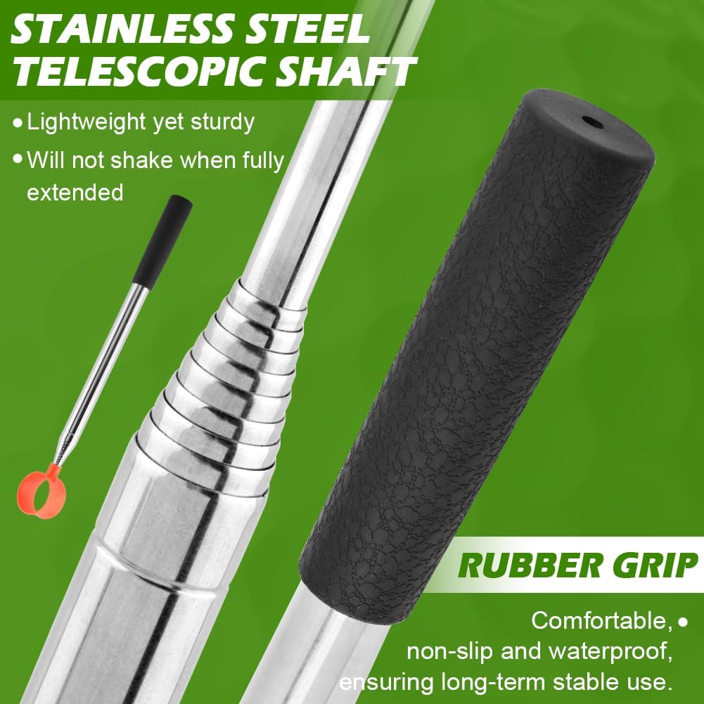 12FT Golf Ball Retriever Telescopic with Golf-Ball Grabber,Stainless Steel Golfs Ball Retriever, Professional GolfBall Retriever,Men's and Women's Golf Accessories Gifts